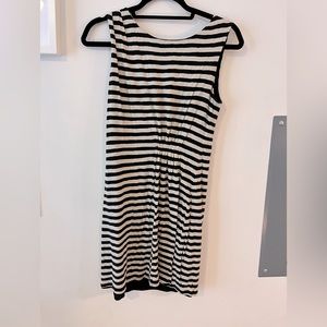 Loft Striped Dress with Rouche Detail